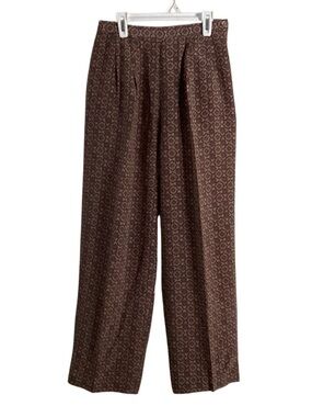 Talbots Vintage Silk Wide Leg Pants Geometric Tile Pattern 6 Petite